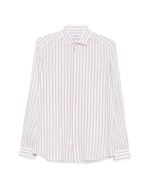 VELA SHOP White Striped Long-Sleeve Shirt for men