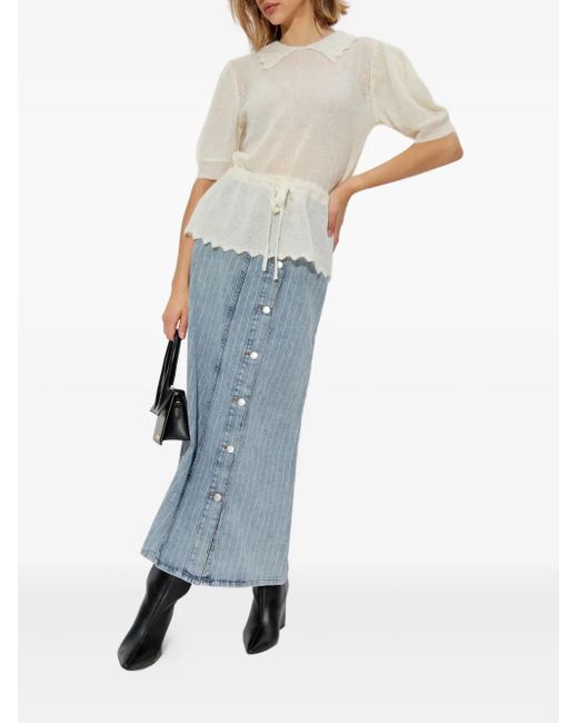 Munthe Blue Button-Down Denim Skirt