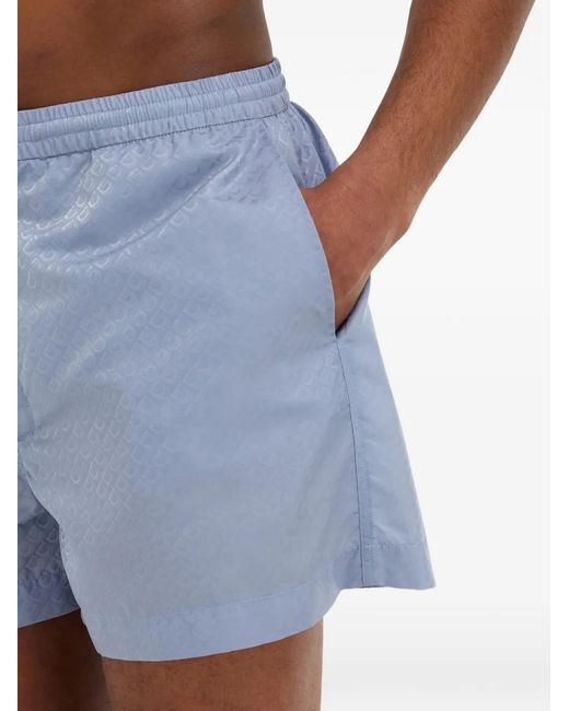 Ferragamo Blue Gancini Jacquard Swim Shorts for men