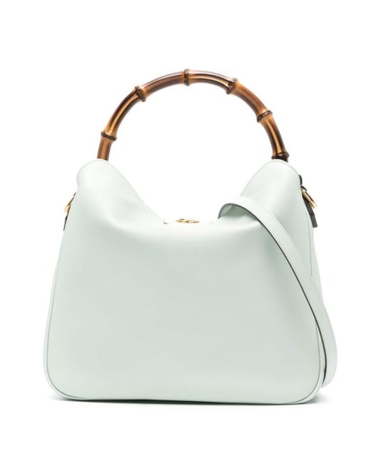 Gucci White Medium Diana Leather Tote Bag