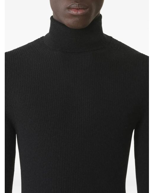 Maglione A Coste Con Collo Alto di Lanvin in Black da Uomo