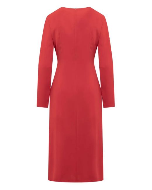 Max Mara Red V-neck Midi Dress