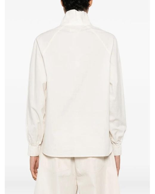 Psophia White Raglan-Sleeve Cotton Blouse