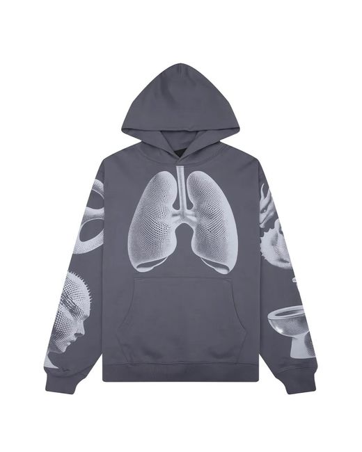 Pleasures Blue Dysfunction Graphic Print Hoodie for men
