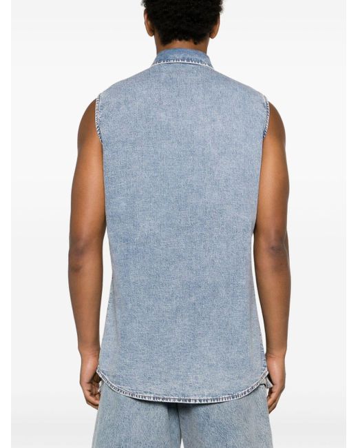 Chemise sans manches à logo brodé Moschino pour homme en coloris Blue