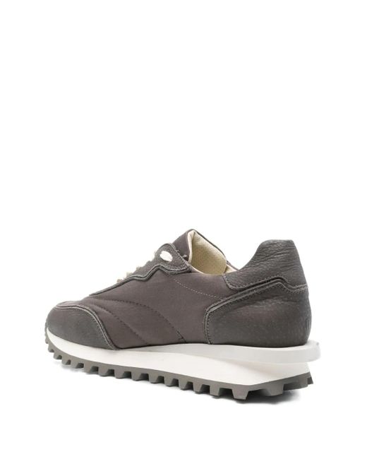 Eleventy Gray Panelled Lace-Up Trainers for men