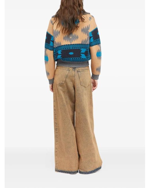 Alanui Blue Icon Jacquard Fringe Bomber Jacket