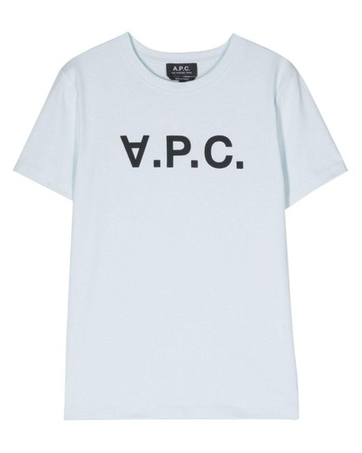 Logo-print cotton T-shirt A.P.C. de color Gray