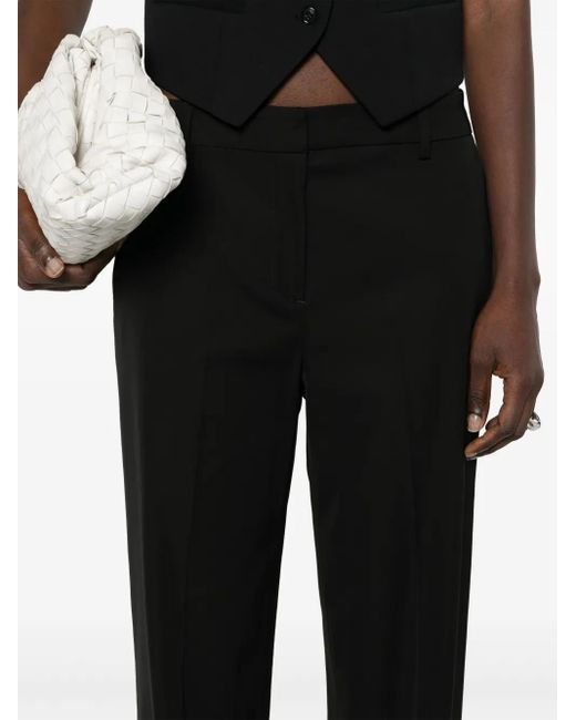 PT Torino Black Pressed-Crease Trousers