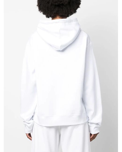 DSquared² White Logo-Print Cotton-Jersey Hoodie