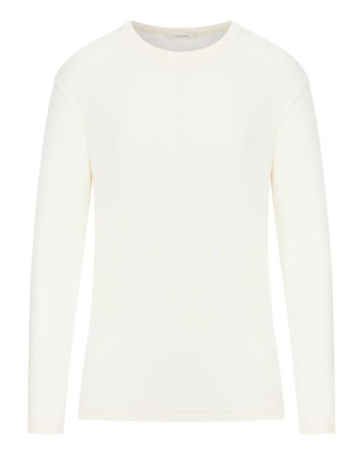 Lemaire White Oberteil mit langen Ärmeln