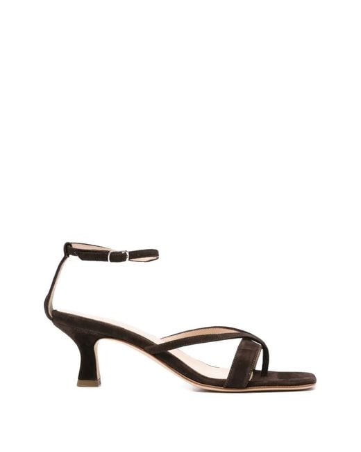 Anna F. White Square-Toe Heeled Sandals