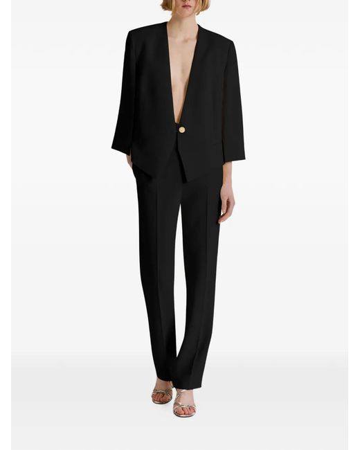 Alberta Ferretti Black Collarless Single-Button Cropped Jacket