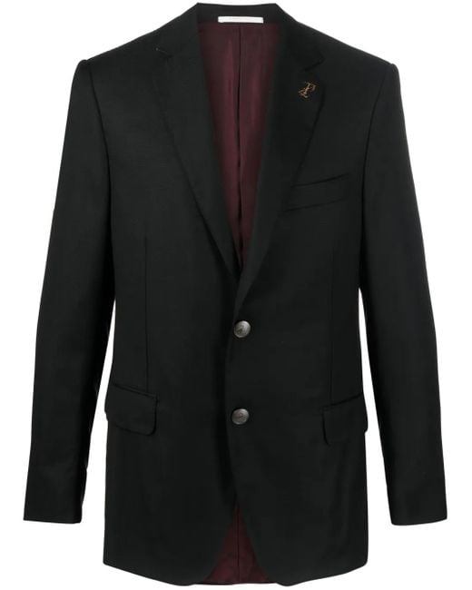 Pal Zileri Black Brooch-Detail Single-Breasted Blazer for men