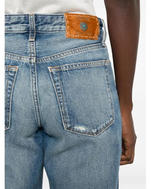 Antik Denim Blue Faded Wide-Leg Jeans