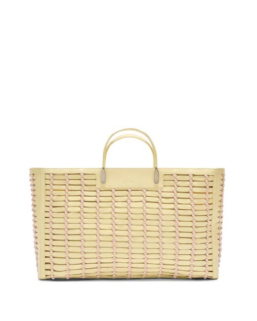 Genny Natural Tote Bag Aus Leder Mit Blockchain-Muster