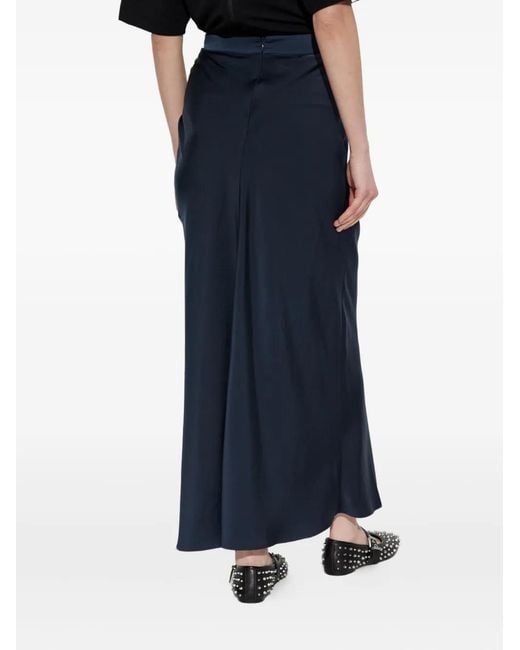 AllSaints Blue Drawstring Bias-Cut Skirt