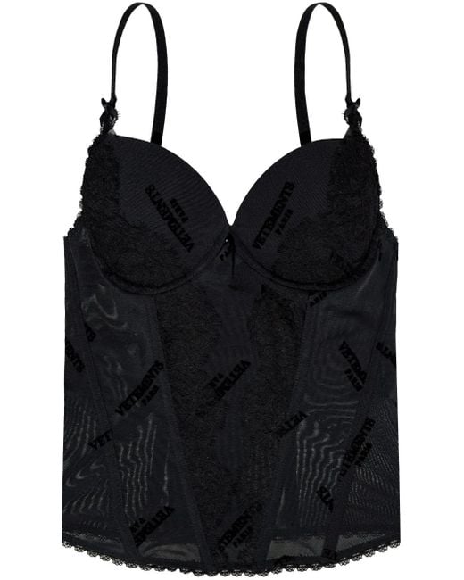 Vetements Black Logo-Jacquard Top