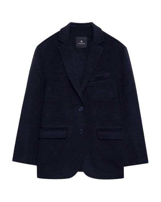 Anine Bing Blue Quinn Buttoned Blazer
