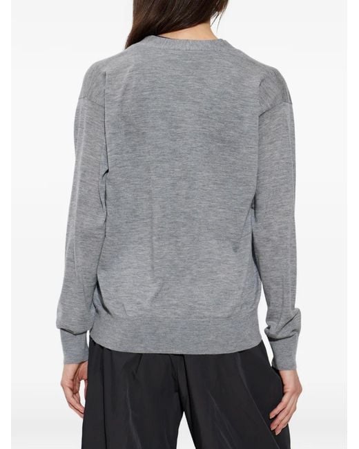 Lisa Yang Gray Buttoned V-Neck Cardigan