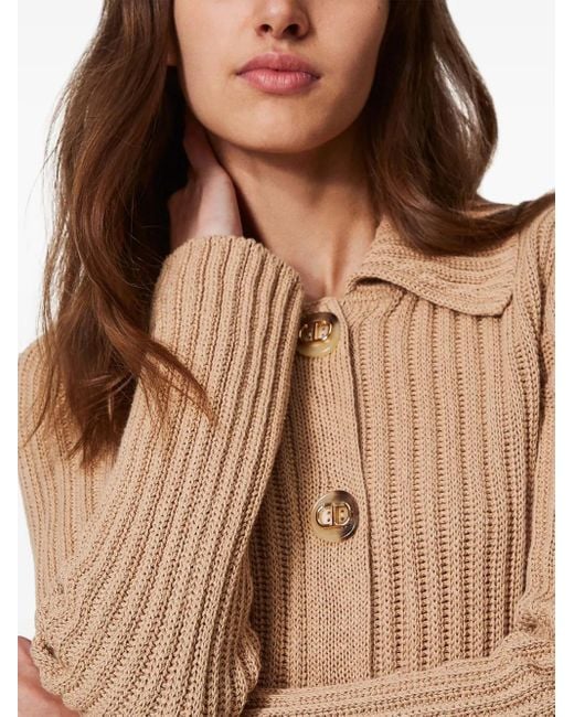 Twinset Natural Oval T Buttons Cardigan