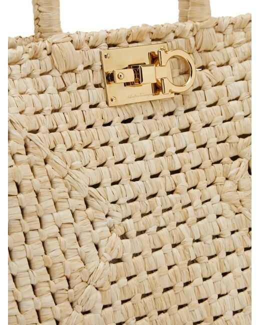 Ferragamo Natural 'studio Box Medium' Handbag