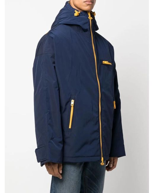 DIESEL Blue Hooded Logo-Print Jacket for men