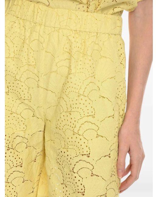 Samsøe & Samsøe Yellow Perforated-Pattern Karen Shorts