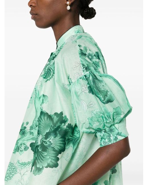 F.R.S For Restless Sleepers Green Ferusa Botanical-print Blouse