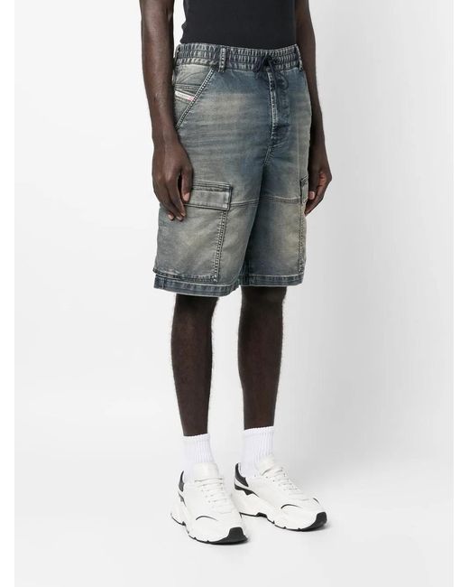 DIESEL Gray Patch-Pockets Denim Shorts for men