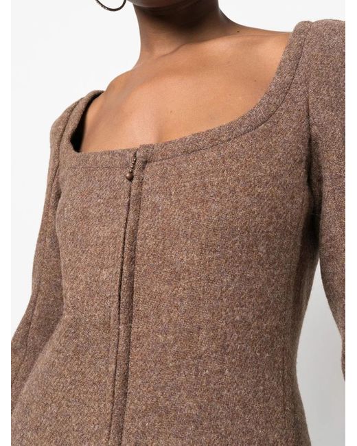 Veronique Leroy Brown Square-Neck Fitted Jacket
