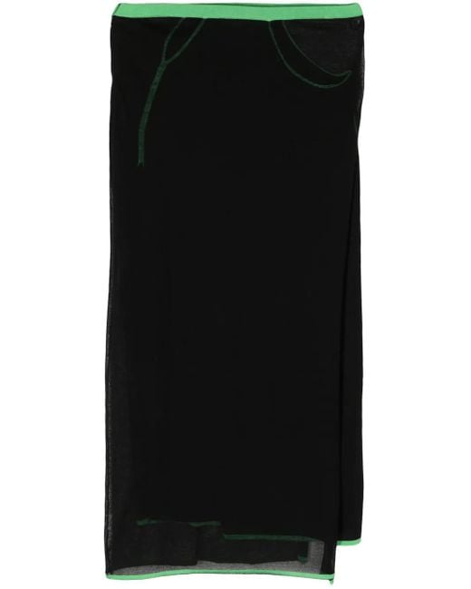 Paris Georgia Black Contrast-Trim Knitted Midi Skirt