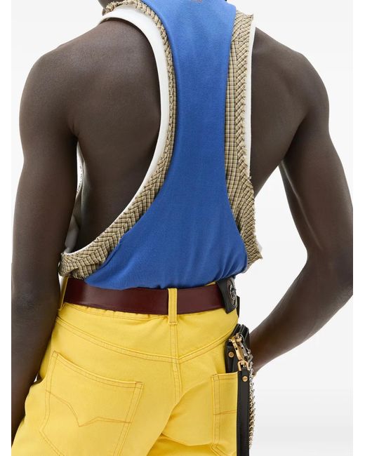 Versace Blue Cotton Knit Tank Top for men
