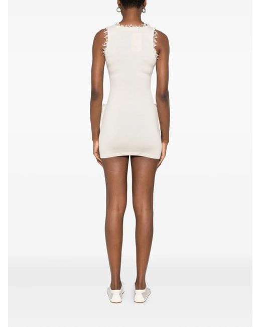 AYA MUSE Natural Fleur Frayed-Detail Mini Dress
