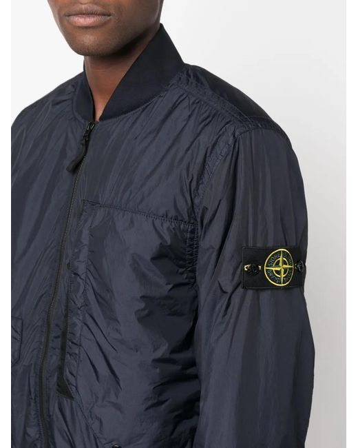 Stone Island Blue Compass-Badge Panelled Bomber Jacket for men