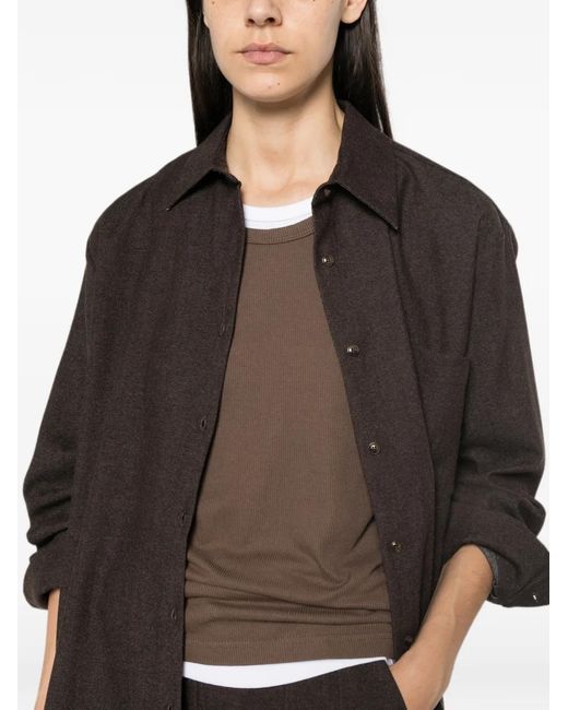 ELEH Brown Chest-Pocket Button-Up Shirt