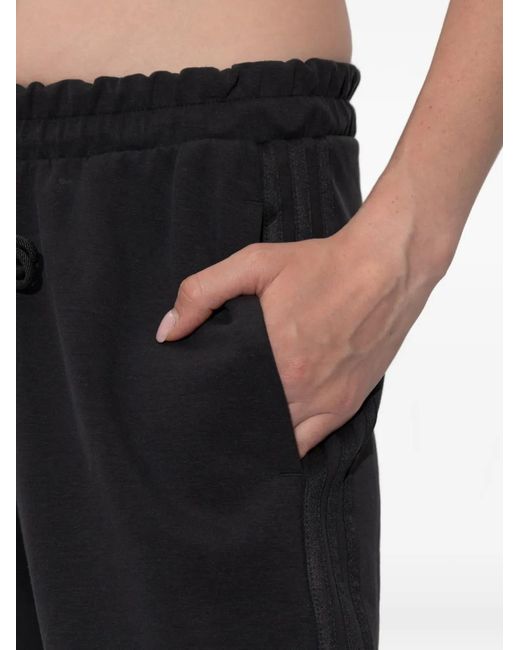 Adidas Black Logo-Embroidered Wide-Leg Track Pants