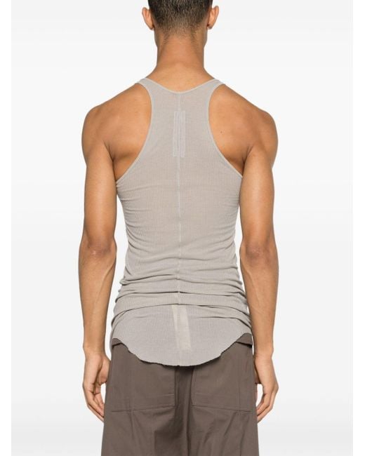 Rick Owens White Fine-ribbed Longline Tank Top for men