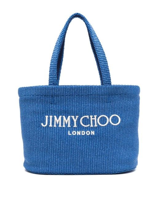 Jimmy Choo Blue Logo-embroidered Beach Bag