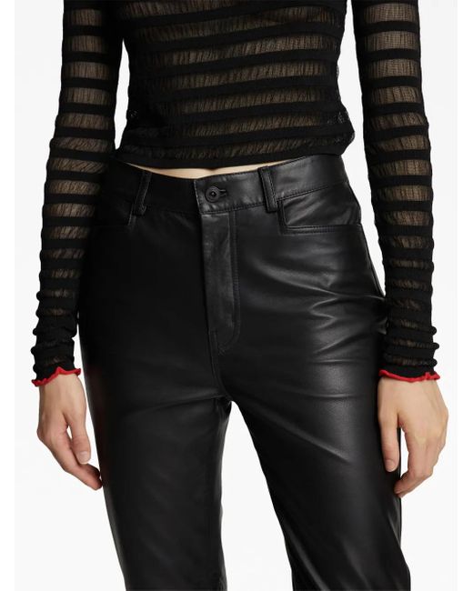 Proenza Schouler Black Leather Straight-Leg Trousers