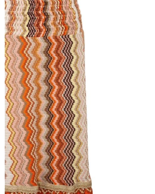 PHO® Firenze Natural Zigzag-Pattern Tiered Maxi Skirt