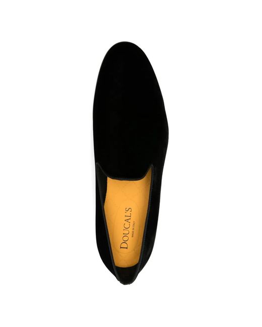 Doucal's Black Velvet-Effect Loafers for men