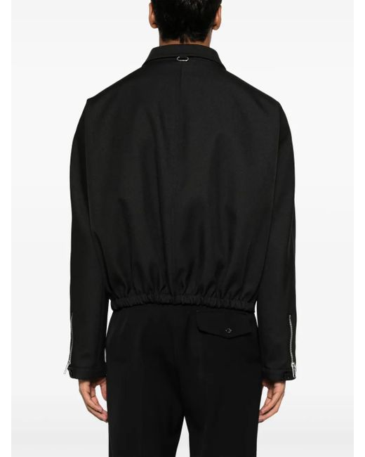 Courreges Black Pointed Flat-Collar Zip-Up Jacket for men