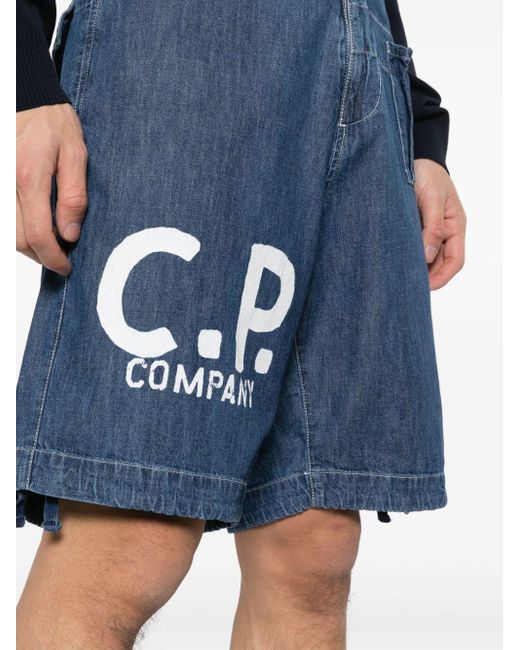 C P Company Jeans-Shorts mit Logo-Print in Blue für Herren
