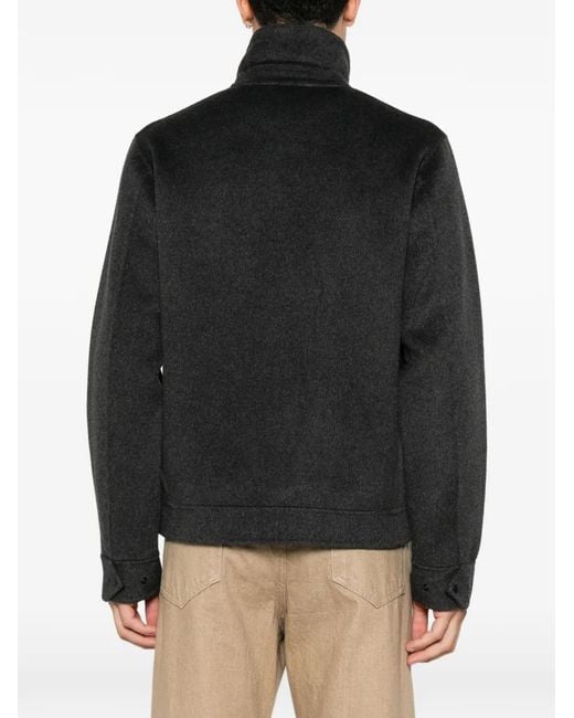 Aspesi Black Funnel-Neck Flap-Pocket Jacket for men