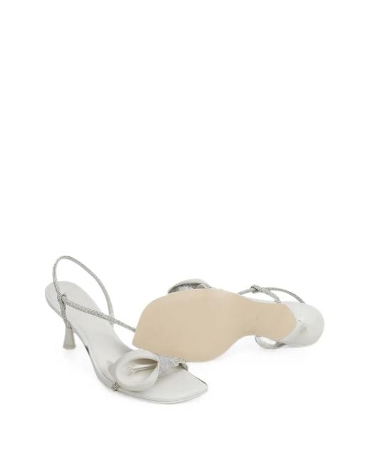 Cult Gaia White Rayna Floral-Appliqué Crystal-Embellished Sandals