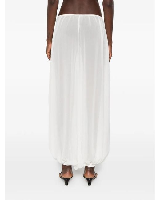 Frankie Shop White Mio Sheer Gathered-Hem Trousers