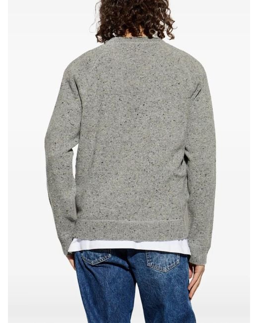 DSquared² Gray Logo-Patch Flecked Sweater for men