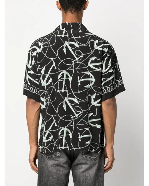 Neighborhood Black Anchor-Print Camp Shirt for men
