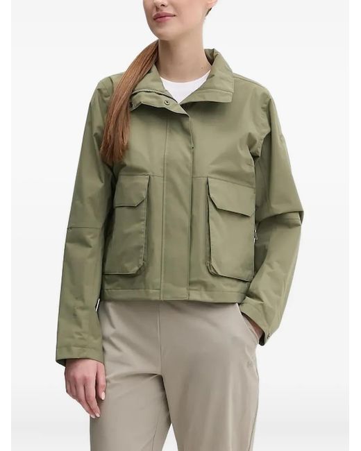 Helly Hansen Green Zip-Front Patch-Pocket Military Jacket